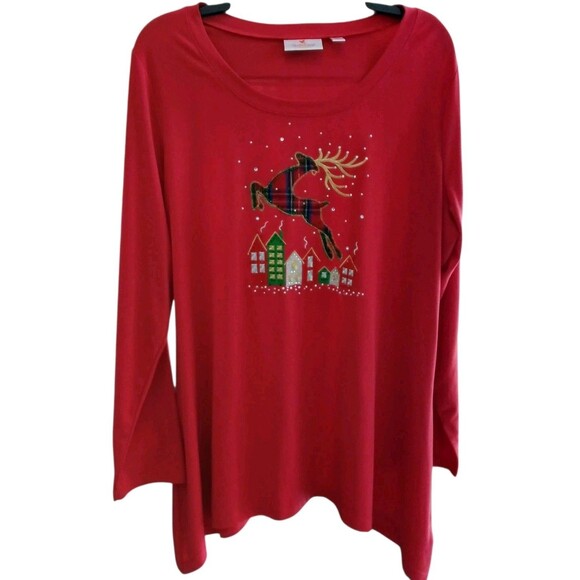 Quacker Factory Christmas Tree Shirt L Presents Embroidery Lights Slinky Black - Picture 1 of 11